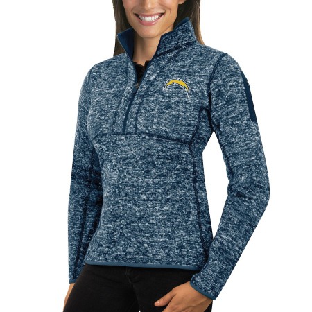 Los Angeles Chargers Antigua Women's Fortune Half-Zip Sweater Heather Navy