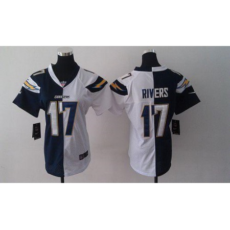 Nike Chargers #17 Philip Rivers Navy Blue/White Women's Stitched NFL Elite Split Jersey