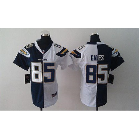 Nike Chargers #85 Antonio Gates Navy Blue/White Women's Stitched NFL Elite Split Jersey