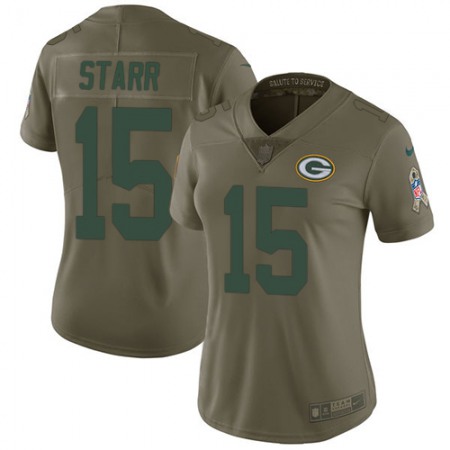 Nike Packers #15 Bart Starr Olive Women's Stitched NFL Limited 2017 Salute to Service Jersey