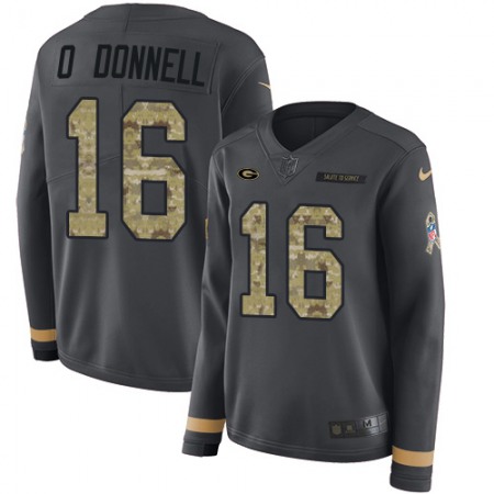 Nike Packers #16 Pat O'Donnell Anthracite Salute to Service Women's Stitched NFL Limited Therma Long Sleeve Jersey