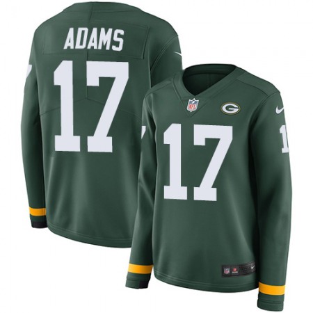 Nike Packers #17 Davante Adams Green Team Color Women's Stitched NFL Limited Therma Long Sleeve Jersey