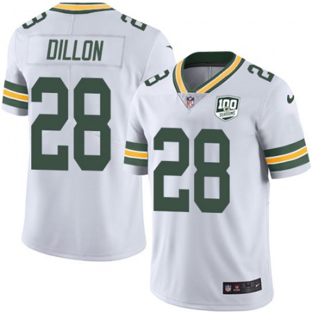 Nike Packers #28 AJ Dillon White Youth 100th Season Stitched NFL Vapor Untouchable Limited Jersey