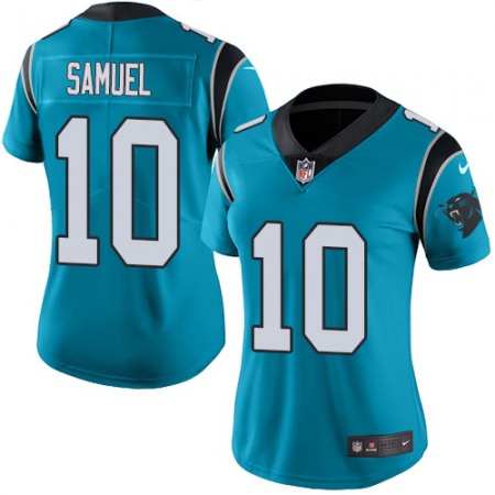 Nike Panthers #10 Curtis Samuel Blue Women's Stitched NFL Limited Rush Jersey