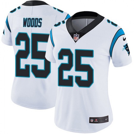 Nike Panthers #25 Xavier Woods White Women's Stitched NFL Vapor Untouchable Limited Jersey