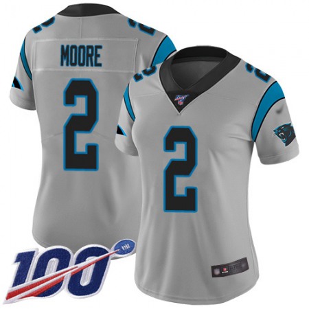 Nike Panthers #2 DJ Moore Silver Women's Stitched NFL Limited Inverted Legend 100th Season Jersey