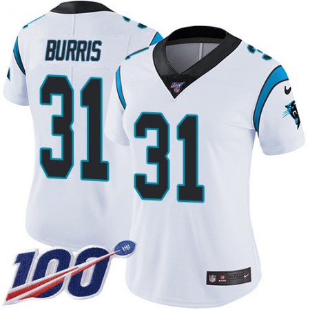 Nike Panthers #31 Juston Burris White Women's Stitched NFL 100th Season Vapor Untouchable Limited Jersey