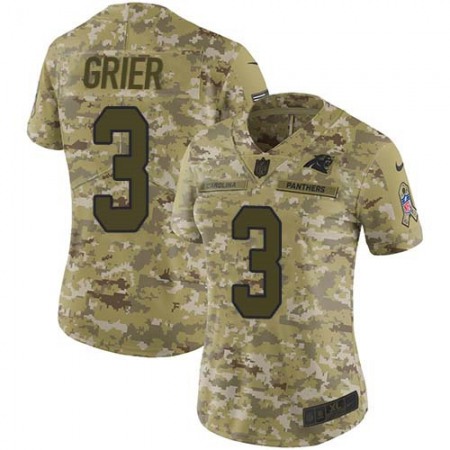 Nike Panthers #3 Will Grier Camo Women's Stitched NFL Limited 2018 Salute To Service Jersey