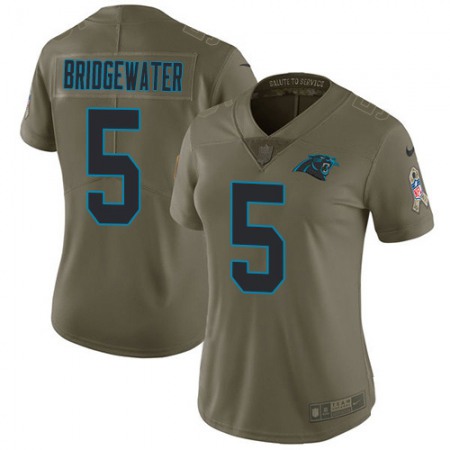 Nike Panthers #5 Teddy Bridgewater Olive Women's Stitched NFL Limited 2017 Salute To Service Jersey