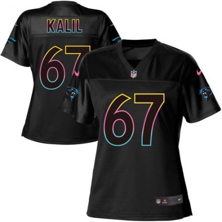 Nike Panthers #67 Ryan Kalil Black Women's NFL Fashion Game Jersey