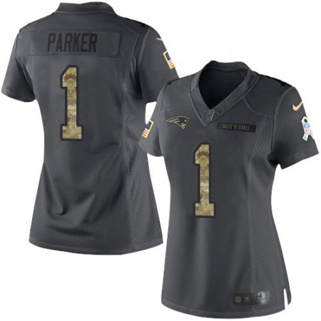 Nike Patriots #1 DeVante Parker Black Women's Stitched NFL Limited 2016 Salute To Service Jersey