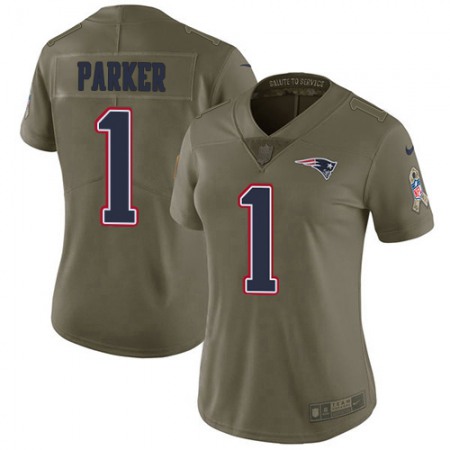 Nike Patriots #1 DeVante Parker Olive Women's Stitched NFL Limited 2017 Salute To Service Jersey