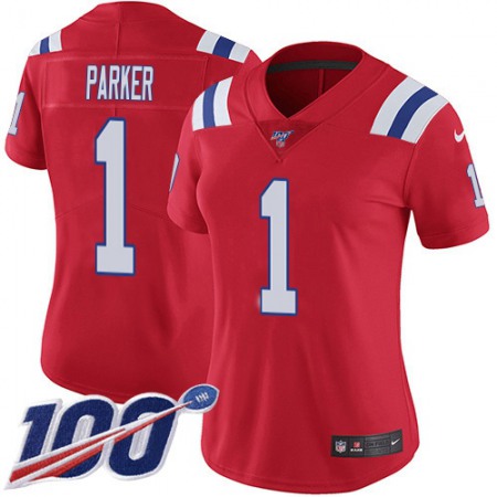 Nike Patriots #1 DeVante Parker Red Alternate Women's Stitched NFL 100th Season Vapor Limited Jersey