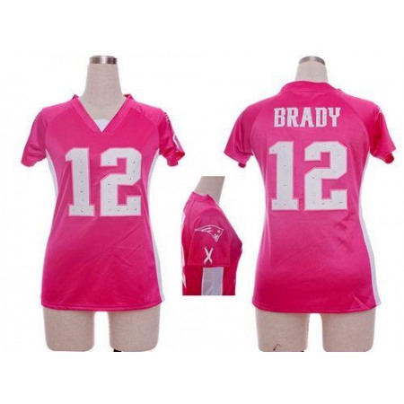 Nike Patriots #12 Tom Brady Pink Draft Him Name & Number Top Women's Stitched NFL Elite Jersey