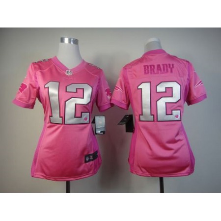 Nike Patriots #12 Tom Brady Pink Women's Be Luv'd Stitched NFL Elite Jersey