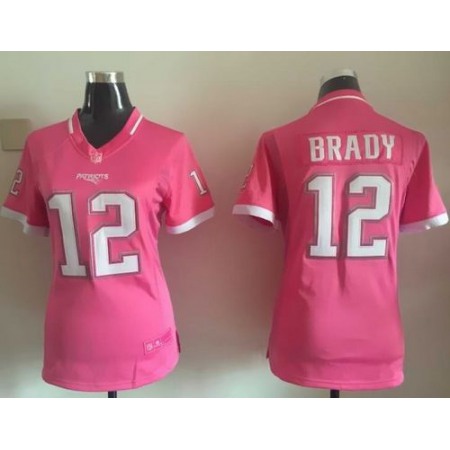 Nike Patriots #12 Tom Brady Pink Women's Stitched NFL Elite Bubble Gum Jersey