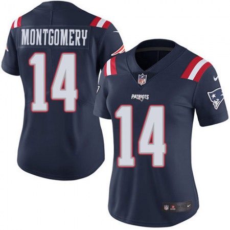 Nike Patriots #14 Ty Montgomery Navy Blue Women's Stitched NFL Limited Rush Jersey