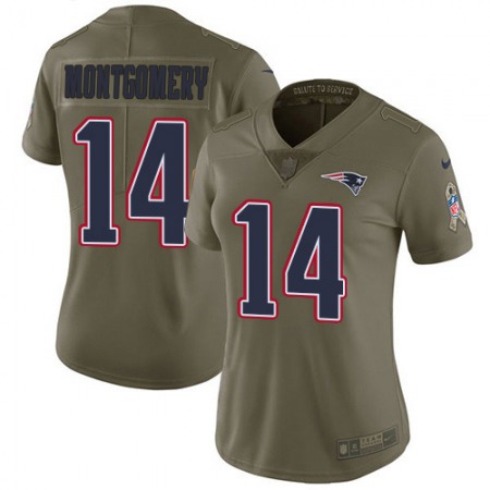 Nike Patriots #14 Ty Montgomery Olive Women's Stitched NFL Limited 2017 Salute To Service Jersey