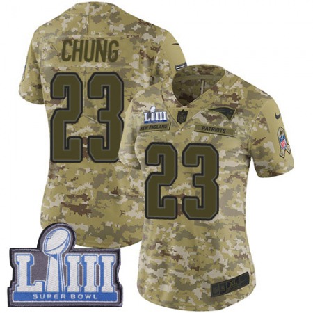 Nike Patriots #23 Patrick Chung Camo Super Bowl LIII Bound Women's Stitched NFL Limited 2018 Salute to Service Jersey