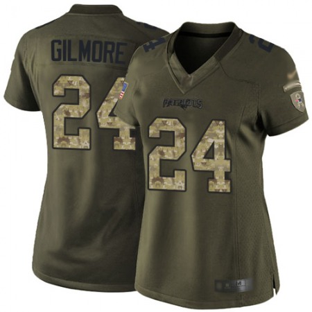 Nike Patriots #24 Stephon Gilmore Green Women's Stitched NFL Limited 2015 Salute to Service Jersey