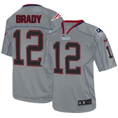 Nike Patriots #12 Tom Brady Lights Out Grey Youth Stitched NFL Elite Jersey