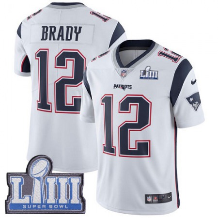 Nike Patriots #12 Tom Brady White Super Bowl LIII Bound Youth Stitched NFL Vapor Untouchable Limited Jersey