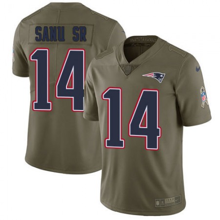 Nike Patriots #14 Mohamed Sanu Sr Olive Youth Stitched NFL Limited 2017 Salute to Service Jersey