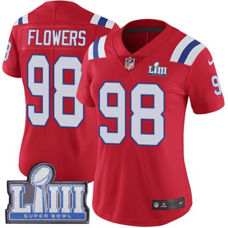 Nike Patriots #98 Trey Flowers Red Alternate Super Bowl LIII Bound Women's Stitched NFL Vapor Untouchable Limited Jersey