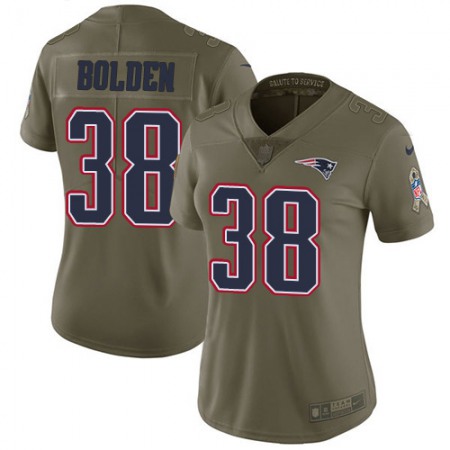 Nike Patriots #38 Brandon Bolden Olive Women's Stitched NFL Limited 2017 Salute to Service Jersey