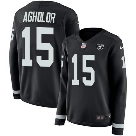 Nike Raiders #15 Nelson Agholor Black Team Color Women's Stitched NFL Limited Therma Long Sleeve Jersey