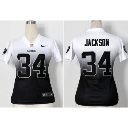 Nike Raiders #34 Bo Jackson White/Black Women's Stitched NFL Elite Fadeaway Fashion Jersey