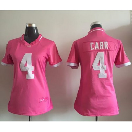 Nike Raiders #4 Derek Carr Pink Women's Stitched NFL Elite Bubble Gum Jersey