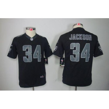 Nike Raiders #34 Bo Jackson Black Impact Youth Stitched NFL Limited Jersey