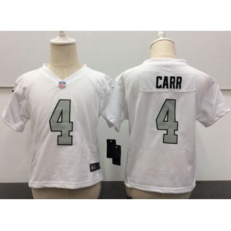 Toddler Nike Raiders #4 Derek Carr White Rush Stitched NFL Elite Jersey