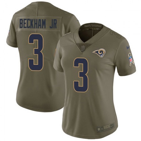 Los Angeles Rams #3 Odell Beckham Jr. Olive Women's Stitched NFL Limited 2017 Salute to Service Jersey