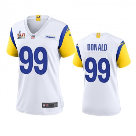 Los Angeles Rams #99 Aaron Donald Women's Super Bowl LVI Patch Nike Alternate Game NFL Jersey - White