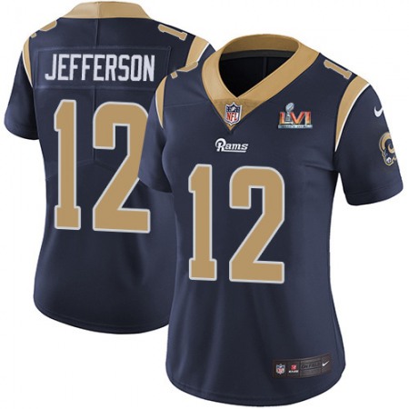 Nike Rams #12 Van Jefferson Navy Blue Team Color Super Bowl LVI Patch Women's Stitched NFL Vapor Untouchable Limited Jersey