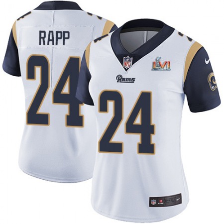 Nike Rams #24 Taylor Rapp White Super Bowl LVI Patch Women's Stitched NFL Vapor Untouchable Limited Jersey