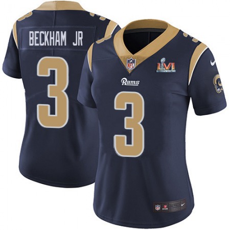 Nike Rams #3 Odell Beckham Jr. Navy Blue Team Color Super Bowl LVI Patch Women's Stitched NFL Vapor Untouchable Limited Jersey