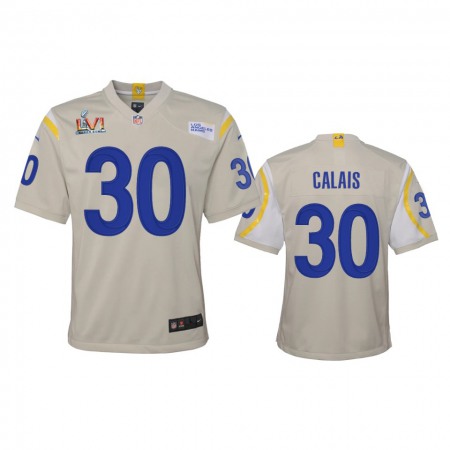 Los Angeles Rams #30 Raymond Calais Youth Super Bowl LVI Patch Nike Game NFL Jersey - Bone