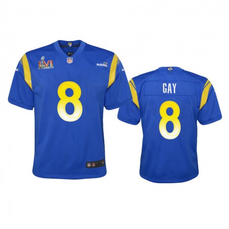 Los Angeles Rams #8 Matt Gay Youth Super Bowl LVI Patch Nike Game NFL Jersey - Royal