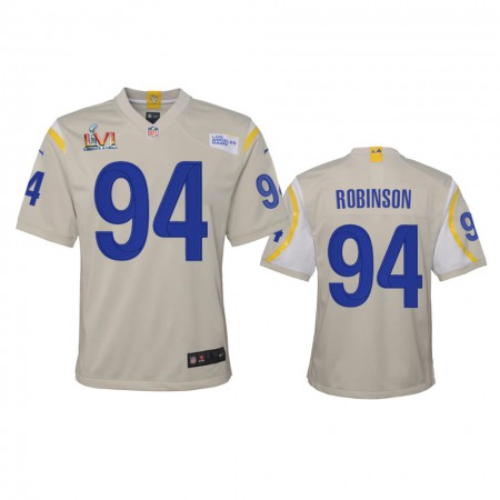 Los Angeles Rams #94 A'Shawn Robinson Youth Super Bowl LVI Patch Nike Game NFL Jersey - Bone