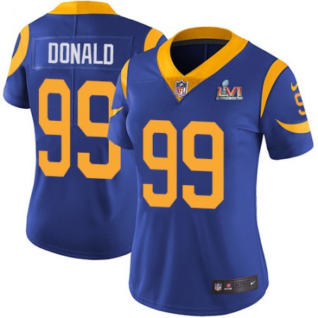 Nike Rams #99 Aaron Donald Royal Blue Alternate Super Bowl LVI Patch Women's Stitched NFL Vapor Untouchable Limited Jersey