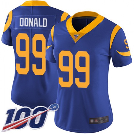 Nike Rams #99 Aaron Donald Royal Blue Alternate Women's Stitched NFL 100th Season Vapor Limited Jersey