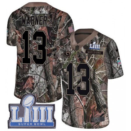 Nike Rams #13 Kurt Warner Camo Super Bowl LIII Bound Youth Stitched NFL Limited Rush Realtree Jersey