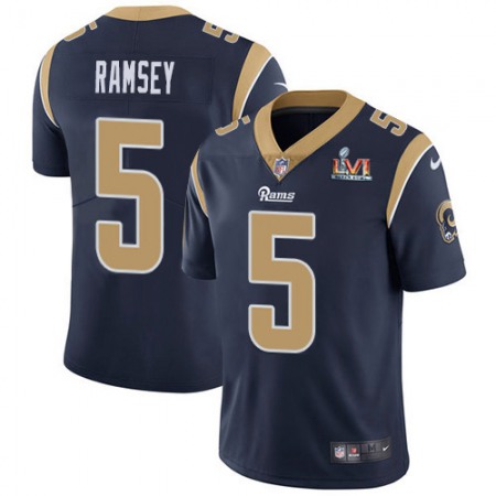 Nike Rams #5 Jalen Ramsey Navy Blue Team Color Super Bowl LVI Patch Youth Stitched NFL Vapor Untouchable Limited Jersey