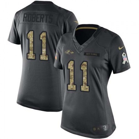 Nike Ravens #11 Seth Roberts Black Women's Stitched NFL Limited 2016 Salute to Service Jersey