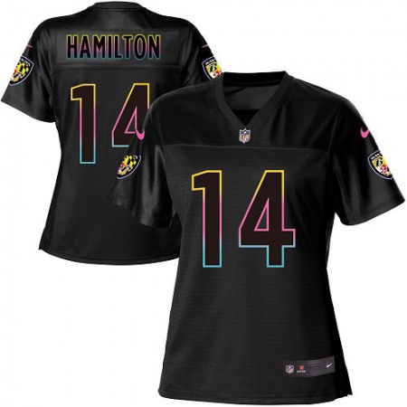 Nike Ravens #14 Kyle Hamilton Black Women's NFL Fashion Game Jersey