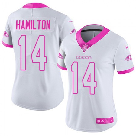 Nike Ravens #14 Kyle Hamilton White/Pink Women's Stitched NFL Limited Rush Fashion Jersey