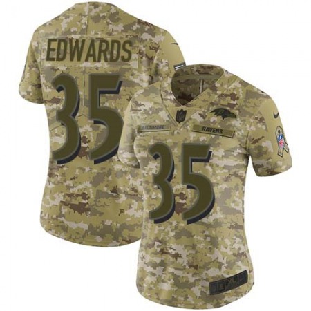 Nike Ravens #35 Gus Edwards Camo Women's Stitched NFL Limited 2018 Salute To Service Jersey